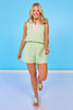 SSYS Brooke Seersucker Pink Contrast Ribbed Sleeveless Top In Green