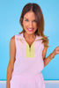 SSYS Brooke Seersucker Yellow Contrast Ribbed Sleeveless Top In Pink
