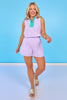 SSYS Brooke Seersucker Mint Contrast Ribbed Sleeveless Top In Purple