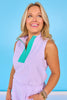 SSYS Brooke Seersucker Mint Contrast Ribbed Sleeveless Top In Purple