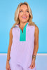 SSYS Brooke Seersucker Mint Contrast Ribbed Sleeveless Top In Purple