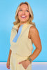 SSYS Brooke Seersucker Light Blue Contrast Ribbed Sleeveless Top In Yellow