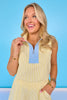 SSYS Brooke Seersucker Light Blue Contrast Ribbed Sleeveless Top In Yellow