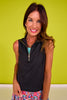 SSYS Sleeveless Quarter Zip Top In Black