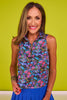SSYS Sleeveless Quarter Zip Top In Electric Night Garden