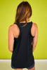 SSYS Ribbed Ruffle Back Active Top In Black
