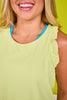 SSYS Ribbed Ruffle Back Active Top In Lime