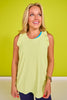 SSYS Ribbed Ruffle Back Active Top In Lime