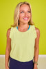 SSYS Ribbed Ruffle Back Active Top In Lime