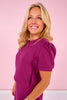 SSYS Kerra Air Crew Neck Short Sleeve Sweatshirt In Berry *FINAL SALE*