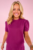 SSYS Kerra Air Crew Neck Short Sleeve Sweatshirt In Berry *FINAL SALE*