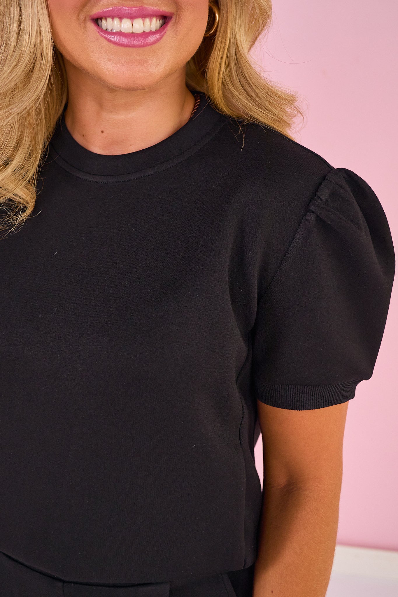 SSYS Kerra Air Crew Neck Short Sleeve Sweatshirt In Black *FINAL SALE*