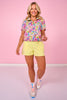 SSYS Scuba Short Sleeve Neon Yellow Contrast Zip Up Top In Full Bloom
