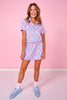SSYS Scuba Short Sleeve Pink Contrast Zip Up Top In Ditsy Floral