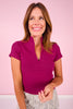 SSYS Elle High Neck Short Sleeve Top In Berry *FINAL SALE*