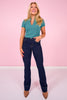 SSYS Elle High Neck Short Sleeve Top In Emerald *FINAL SALE*