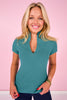 SSYS Elle High Neck Short Sleeve Top In Emerald *FINAL SALE*