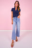 SSYS Elle High Neck Short Sleeve Top In Navy *FINAL SALE*