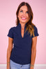 SSYS Elle High Neck Short Sleeve Top In Navy *FINAL SALE*