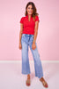 SSYS Elle High Neck Short Sleeve Top In Red