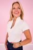SSYS Elle High Neck Short Sleeve Top In White *FINAL SALE*