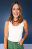 SSYS Signature Seamless U Neck Built In Bra Tank In White