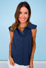 SSYS Winnie Peter Pan Collar Sleeveless Top In Navy