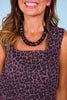 SSYS Jody Denim Square Neck Top In Purple Animal
