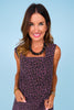 SSYS Jody Denim Square Neck Top In Purple Animal