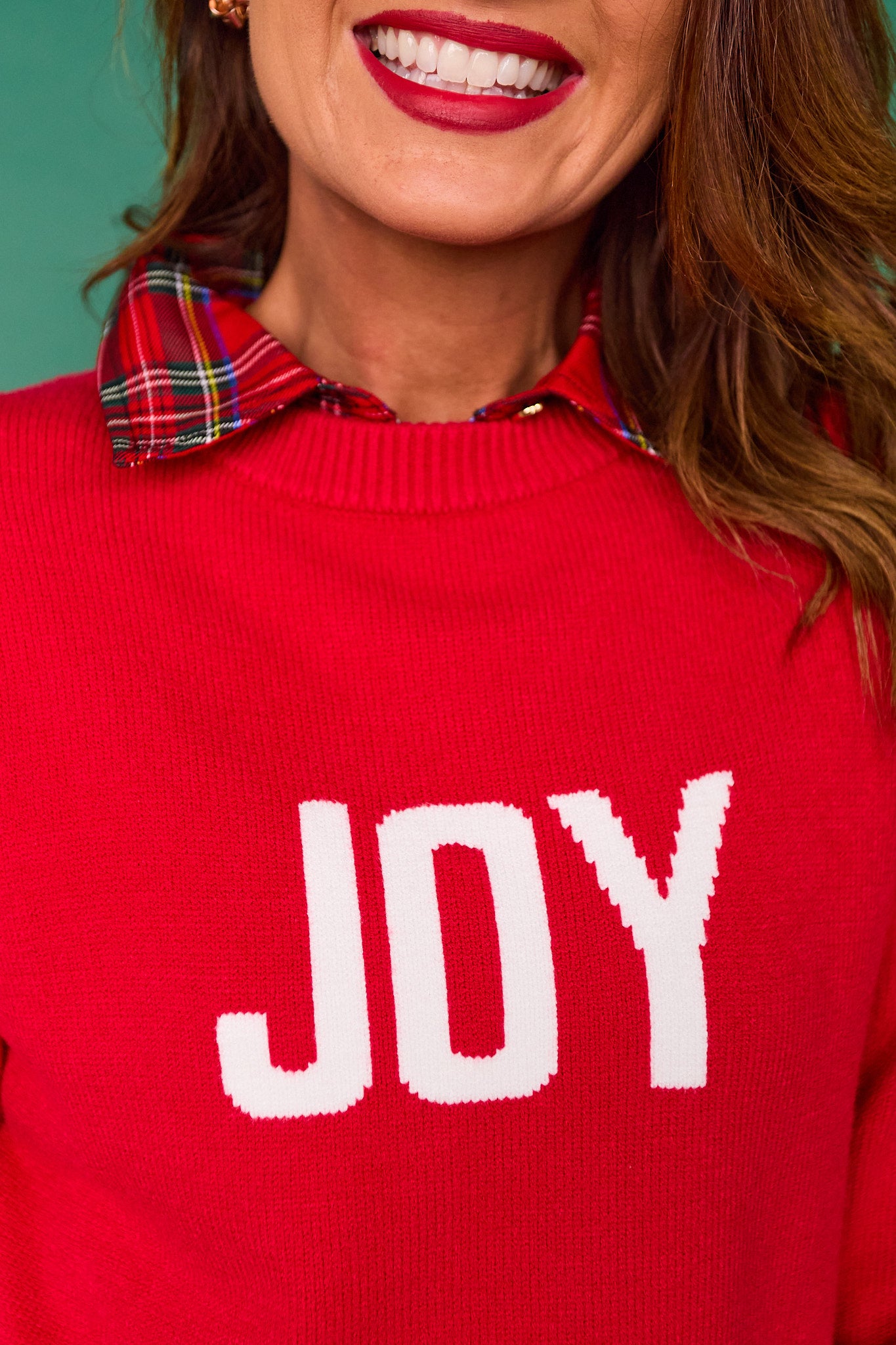 SSYS Joy Crew Neck Long Sleeve Sweater In Red