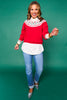 SSYS Keira Crew Neck Long Sleeve Wreath Sweater In Red