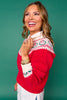 SSYS Keira Crew Neck Long Sleeve Wreath Sweater In Red