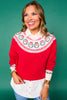 SSYS Keira Crew Neck Long Sleeve Wreath Sweater In Red