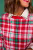 SSYS Keira Crew Neck Long Sleeve Plaid Sweater In Red Green