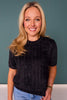 SSYS Nikki Short Sleeve Furry Sweater Top In Black *FINAL SALE*