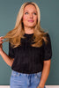 SSYS Nikki Short Sleeve Furry Sweater Top In Black *FINAL SALE*