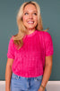SSYS Nikki Short Sleeve Furry Sweater Top In Hot Pink *FINAL SALE*
