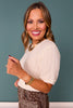 SSYS Nikki Short Sleeve Furry Sweater Top In Ivory *FINAL SALE*