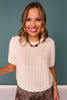 SSYS Nikki Short Sleeve Furry Sweater Top In Ivory *FINAL SALE*