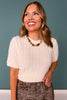 SSYS Nikki Short Sleeve Furry Sweater Top In Ivory *FINAL SALE*