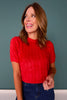 SSYS Nikki Short Sleeve Furry Sweater Top In Red *FINAL SALE*