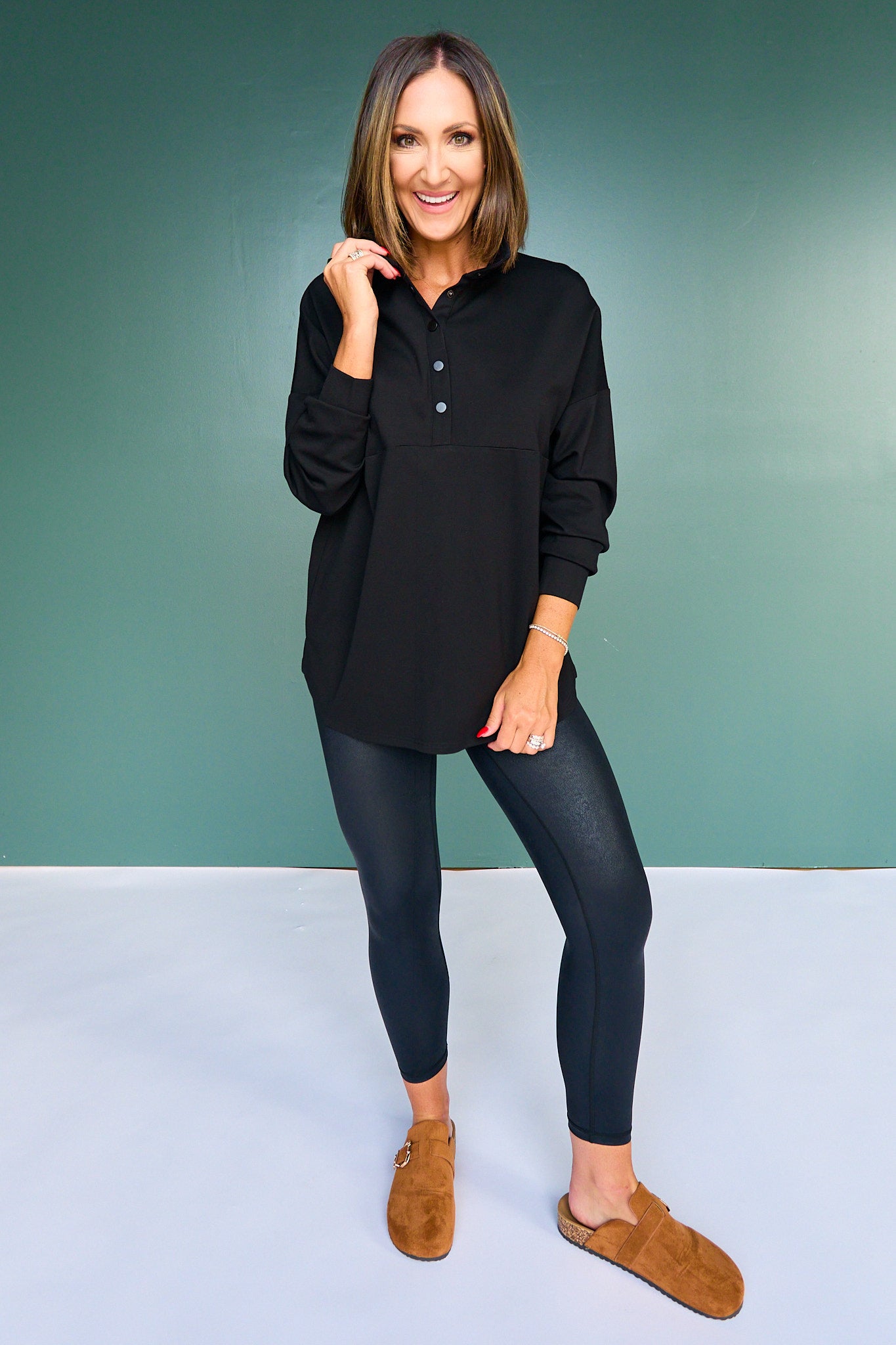 SSYS Soleil Long Sleeve Ponte Top In Black