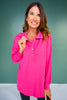SSYS Soleil Long Sleeve Ponte Top In Hot Pink