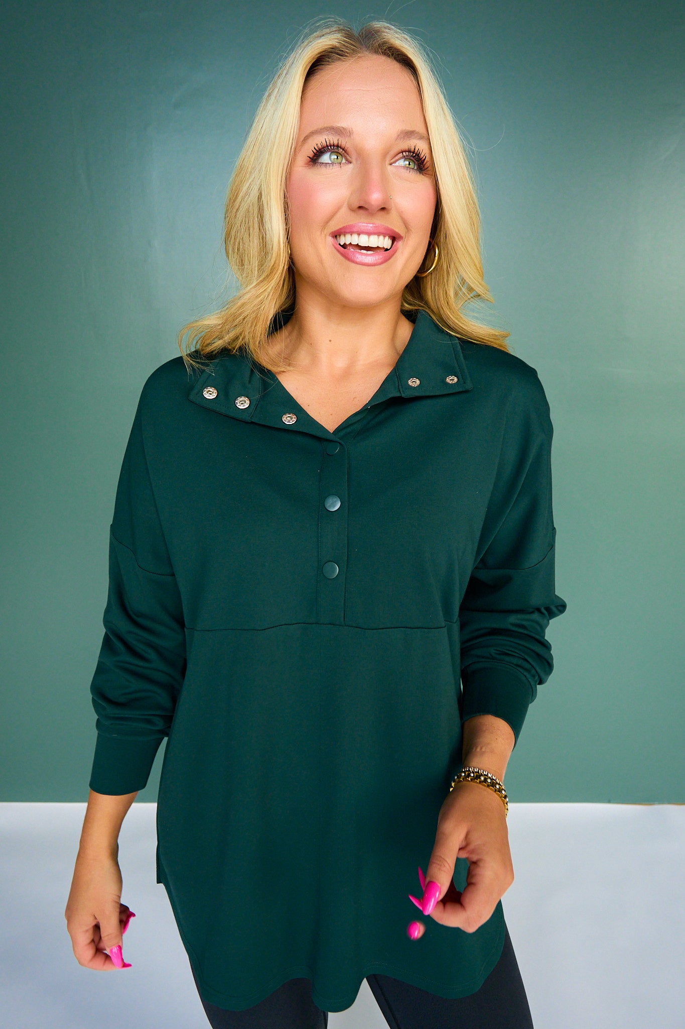 SSYS Soleil Long Sleeve Ponte Top In Hunter