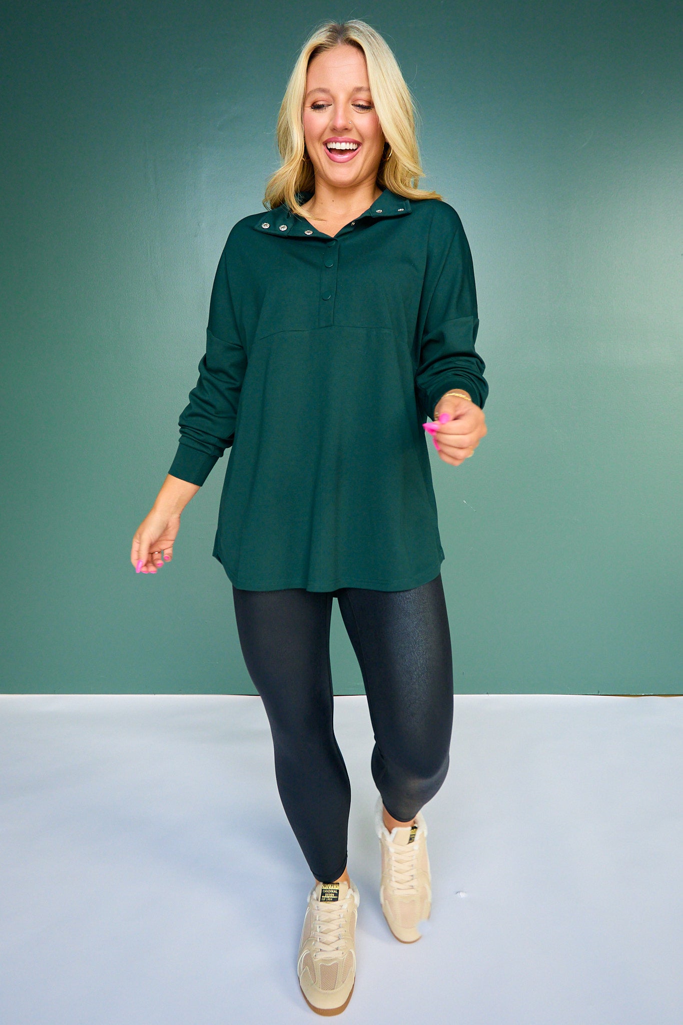 SSYS Soleil Long Sleeve Ponte Top In Hunter