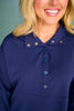 SSYS Soleil Long Sleeve Ponte Top In Navy