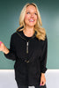 SSYS Karina Cinched Waist Pullover Windbreaker in Black
