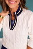 SSYS Lisette Contrast Collar Long Sleeve Sweater In Ivory