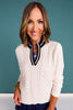 SSYS Lisette Contrast Collar Long Sleeve Sweater In Ivory