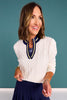 SSYS Lisette Contrast Collar Long Sleeve Sweater In Ivory